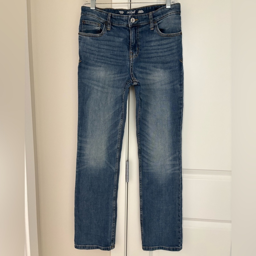Cat & Jack Adjustable Waist Straight Leg Denim Jeans with Stretch, Girls 16